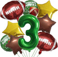Football Balloons Foil Football Birthday Decorations Balloons Green Number 3 Balloon Gold Brown Star Touchdown Ballons for Rugby Birthday Decorations Sports Ballons Arch Kits Party Balloon Sets 9pcs