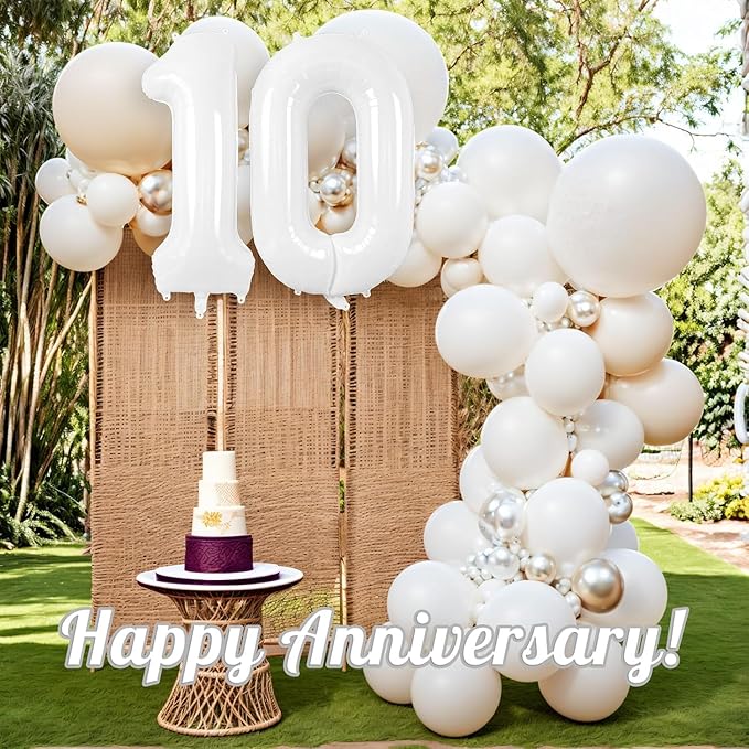 White Number Balloons 40 Inch Helium Mylar Number 0 Balloon for Birthday Party Anniversary Decoration (White, 0)