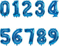 2 Set 20 Pcs Number Balloons 16 Inch Blue 0-9 Number Mylar Foil Balloons Blue Custom Digital Balloons for Birthday Party Engagement Graduations Anniversary Baby Shower Decor Party Supplies