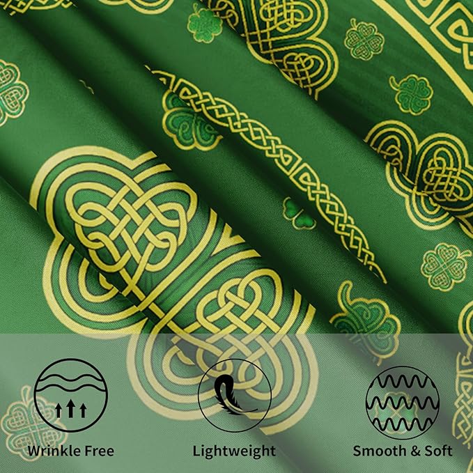 St. Patrick's Day Round Tablecloth 60 Inch Leaf Clover Pattern Circle Table Cloth Green Shamrock Table Cover Washable Polyester Indoor Decorations for Home Kitchen Dinning Party