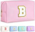 TOPEAST Birthday Gifts for Tween Girls Kids, Initial Makeup Bag Skincare Bag Toiletry Pouch (Pink B)