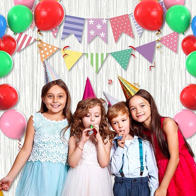 6 Pack Macaron White Foil Fringe Curtains Backdrop, 3.28 x 9.8 Ft Metallic Streamers Tinsel Curtains Background for Photo Booth, Birthday, Halloween, Christmas, New Year Party Decorations