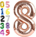 Balloons 8 Number, 40 Inch Rose Gold Big Birthday Decorations for Men, Balloons Decoration for Happy 8 18 28 80 Birthday, Wedding Anniversary, New Year, Halloween Party Decoration