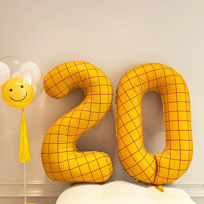 40-Inch Large Number Balloon Toy Inspired Story Matte Yellow Birthday Balloon Western Rodeo Party Supplies Boy Girl Story Anniversary Kids Birthday Party Cowboy Farm Themed Baby Welcome Decorations