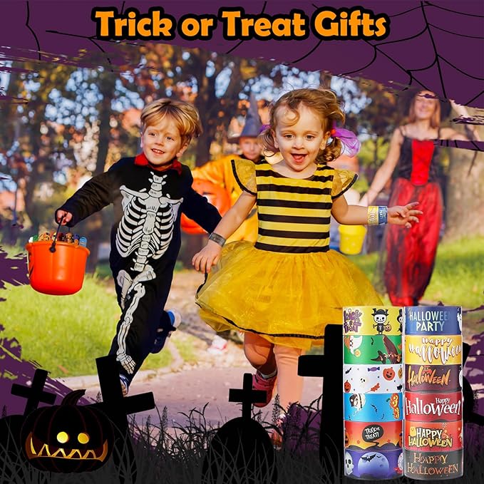 Halloween Slap Bracelets 36 PCS Bulk Halloween Party Favors for Kids Pumpkin Ghost Snap Bracelet Party Supplies Goodie Bag Fillers Stuffers Student Classroom Prizes Toys Halloween Gifts for Girls Boys