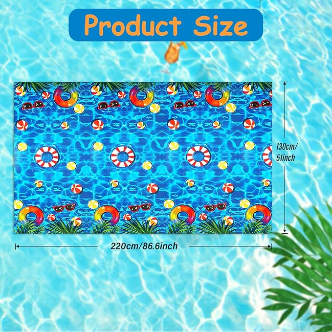 PHOGARY 3 Pieces Summer Beach Tablecloths Pool Party Table Covers Beach Ball Plastic Tablecloth Ocean Waves Tablecover for Pool Party Decorations