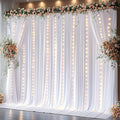 20 x 10ft White Backdrop Curtains with Lights String for Wedding Polyester Photo Backdrop Drapes Wrinkle Free White Long Curtains for Birthday Parties Reception Baby Shower Ceremony-10 x 5ft x 4Panels