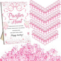Thyle 51 Pcs Pink Bow Pacifier Hunt Baby Shower Games Include Hunt Sign and 50 Acrylic Pacifiers Coquette Bow Themed Baby Shower Game Decoration Gift Sets for Girls Gender Reveal Party Decor
