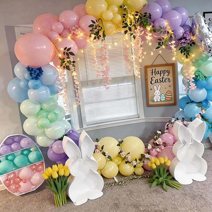 Pastel Balloons Arch Garland Kit, Pastel Pink Purple Blue Yellow Green Party Balloons, Easter Balloon Garland for Girls Kids Women Wedding Baby Shower Birthday Easter Party Decor