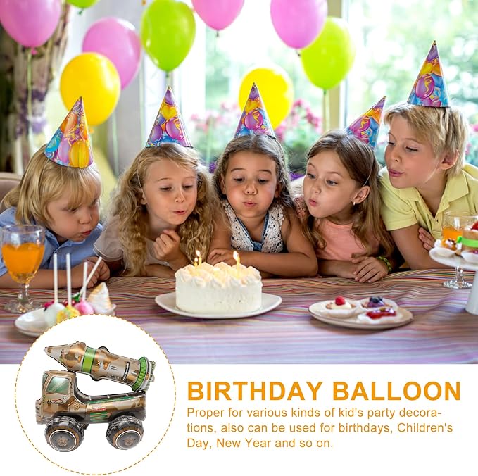 LUOZZY 2 Pcs Army Tank Foil Balloons Birthday Missile Balloons for Truck Military Theme Birthday Party Decorations