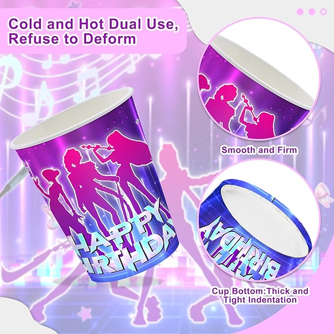 120 Pcs Music Dance Party Supplies And Tableware Including 20 Plates 20 Paper Cups And 20 Music Dance Themed Party Decorations Napkins