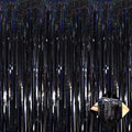 4 Pack 3.2Ft x 8.2Ft Black Foil Fringe Curtain Backdrop, Metallic Tinsel Foil Fringe Streamers Curtains Background for Photo Booth, Birthday, Wedding, Disco, Bachelorette, Christmas Party Decoration