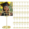 Rtteri 30 Pcs Grad Cap Graduation Picture Display 2 Inch Gold Photo Holders for Centerpieces Graduation Table Number Holders Card Stands for Class of 2026 Grad Party supplies