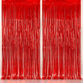 KatchOn, XtraLarge Red Streamers Backdrop - 3.2x8 Feet, Pack of 2 | Red Fringe Backdrop for Graduation Decorations 2026 | Foil Fringe for Birthday, Carnival, Casino Theme Party Decoration