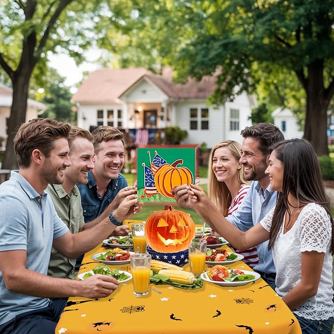 Halloween Tablecloth Halloween Decorations, 3 PCS Disposable Plastic Tablecloth Castle Bats Spider Web Rectangular Table Cover for Halloweens Party Favors Supplies Indoor Tables Decor 108 x 54 Inch