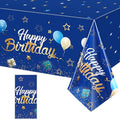 Tegeme Navy Blue Party Supplies Stars Happy Birthday Tablecloths Starry Confetti Table Covers for Kids Boys Girls Baby Shower Birthday Party Decorations (Navy Blue and Gold,1 Pack)