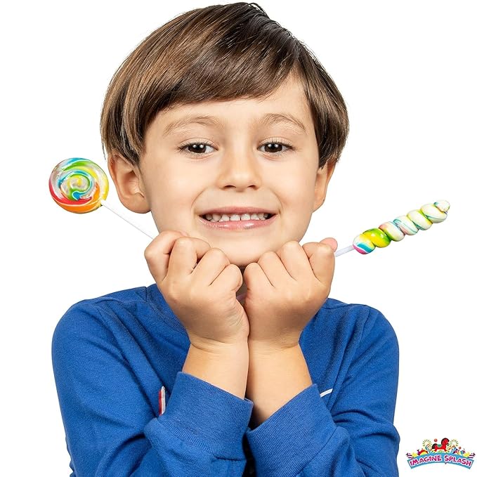 Rainbow Twisty Pops, 40 Pack | Individually Wrapped Swirl Lollipops | Bulk Candy for Birthday Party Favors, Candy Buffets, Pinata Filler & Carnival Prizes