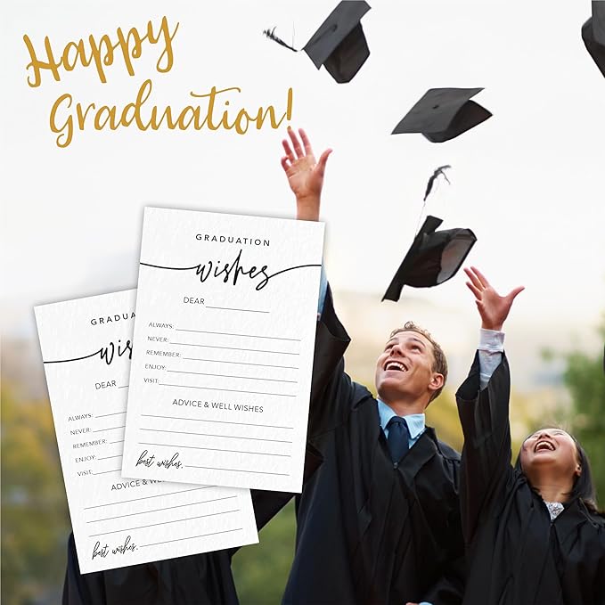 30 Minimalist Graduation Wishes Cards - 4X6 Advice & Wishes Cards, Grad Wish Card, Class Of 2026 Graduation Party Decorations & Supplies - 001