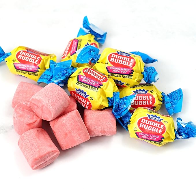 Dubble Original Bubble Gum - 2 Pound Bulk Bag (Approx. 140 Pieces) - Individually Wrapped Gum - The Hampton Popcorn & Candy Company (Original - Pink Gum)