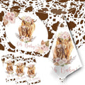 HAKOTI 3Pack Holy Cow Tablecloth,Cow Baby Shower Decorations Brown Cow Print Rectangular Plastic Table Cover for Birthday Party Supplies,Farm Animal Themed Party Decorations