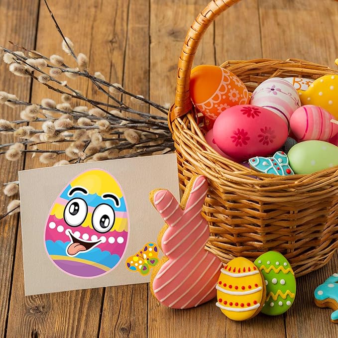 24 Sheets Easter Stickers Make a Face Stickers for Kids DIY Easter Egg Bunny Sticker Sheet for Boys Girls Children Easter Party Supplies Exchange Gifts