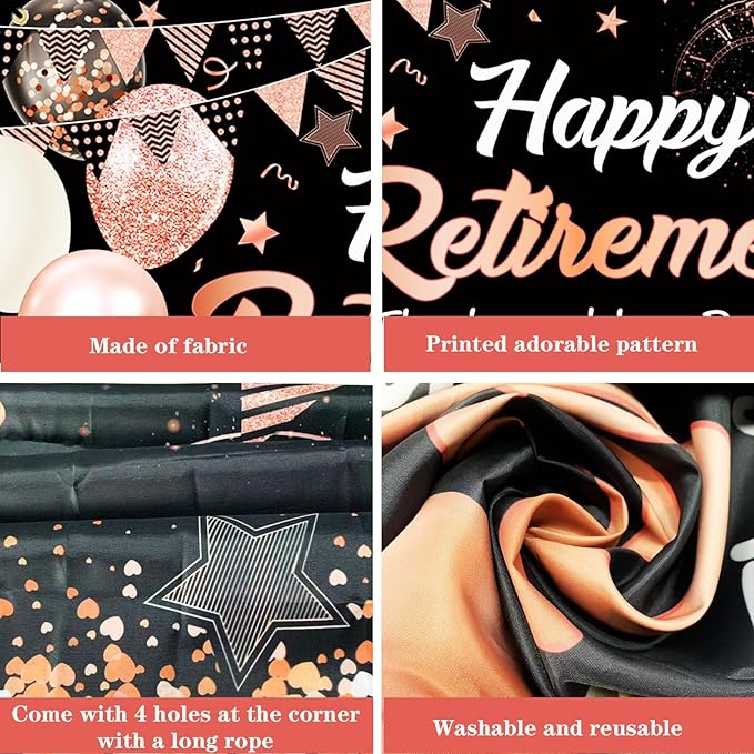 Retirement Party Decorations for Women, Rose Gold Happy Retirement Decorations Banner with 6PCS Honeycomb Centerpiece,5.9 x 3.6Ft,Going Away Party Decorations Coworker Goodbye Party Supplies