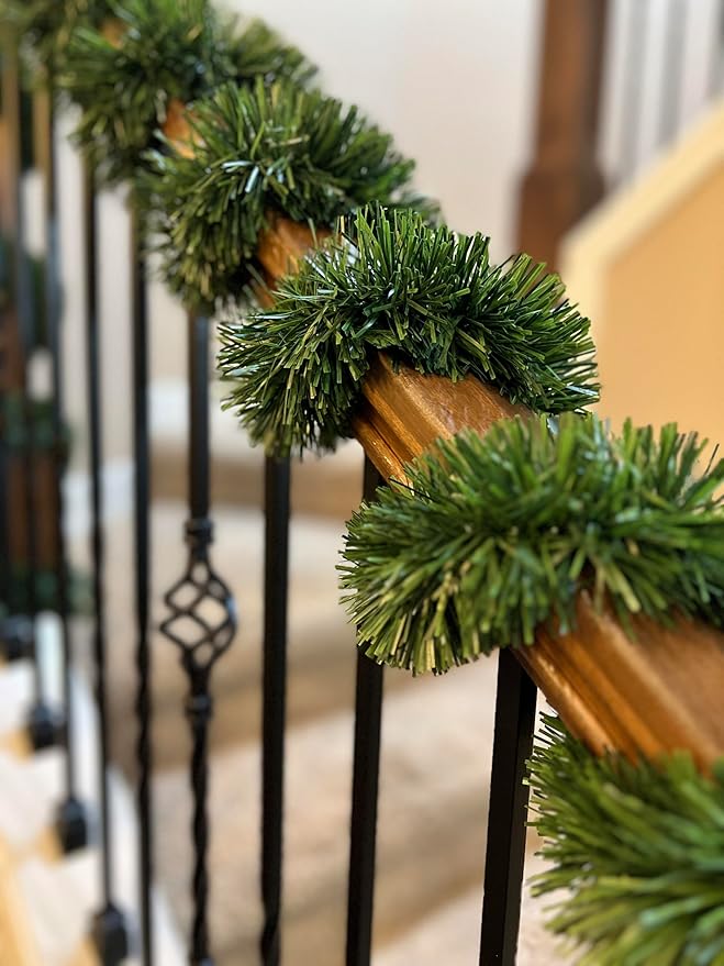 50 Foot Garland for Christmas Decorations - Non-Lit Soft Green Holiday Decor for Outdoor or Indoor Use - Premium Quality Home Garden Artificial Greenery, or Wedding Party Decorations(1, 50 FT Premium)