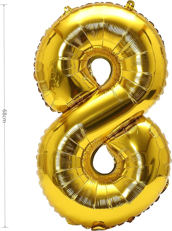 YPSelected 32 Inch Large Foil Helium Number Balloon Birthday Wedding Party 0-9 (Gold, 8)