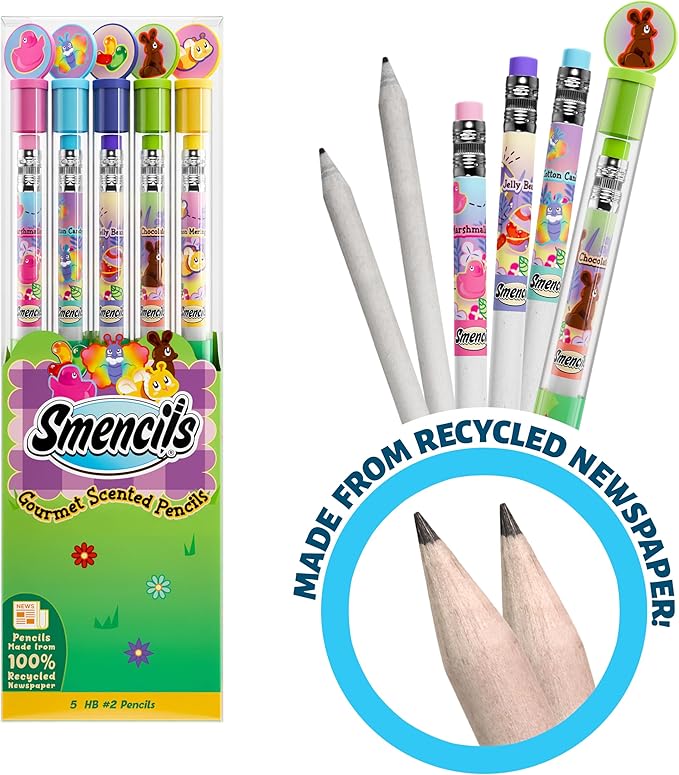 Spring Smencils - HB #2 Scented Pencils, 5 Count, Gifts for Kids, School Supplies, Classroom Rewards, Easter basket stuffers
