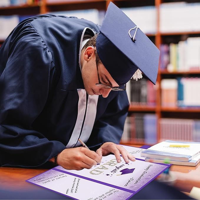 Vlipoeasn 2026 Graduation Guest Book Alternative, Purple Gold Class of 2026 Graduation Party Decorations, Graduation Signature Book for 2026 College High School, Unique Graduation Gifts for Friends