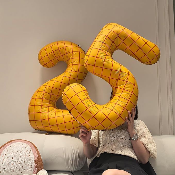 40-Inch Large Number Balloon Toy Inspired Story Matte Yellow Birthday Balloon Western Rodeo Party Supplies Boy Girl Story Anniversary Kids Birthday Party Cowboy Farm Themed Baby Welcome Decorations