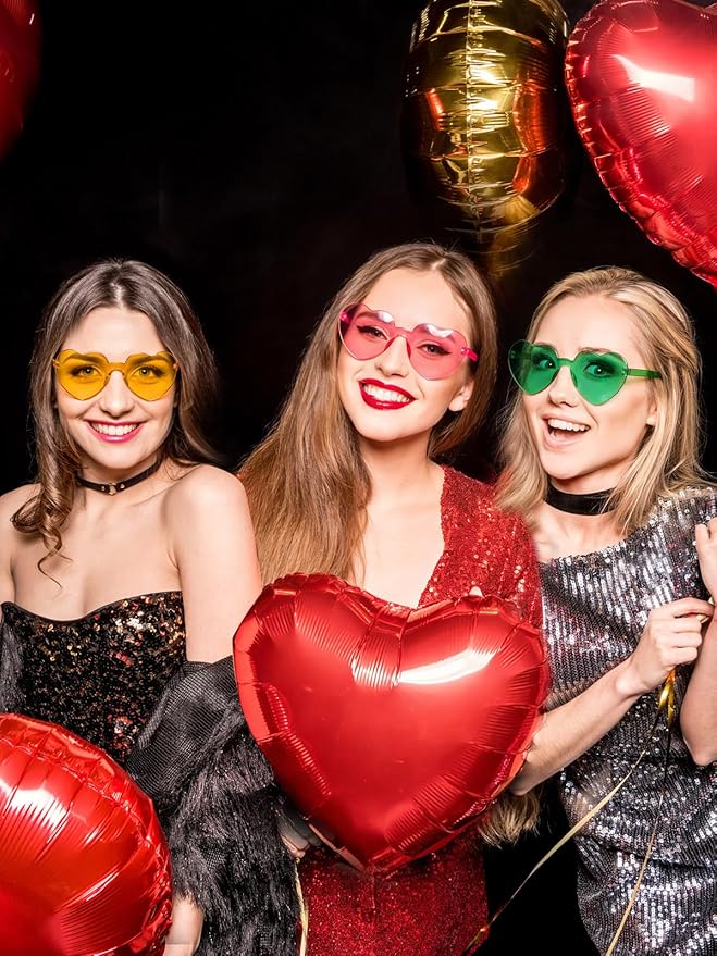 12 Pairs Heart Shaped Sunglasses Rimless Star Glasses for Men Women Party Favors Fun Colorful Glasses Accessories