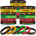 Juneteenth Bracelets Bulk 30PCS Freedom Day Juneteenth Party Favors Gifts Patriotic Rubber Wristbands Accessories for Women Kids Black History Month Decorations African Afro American Independence Day