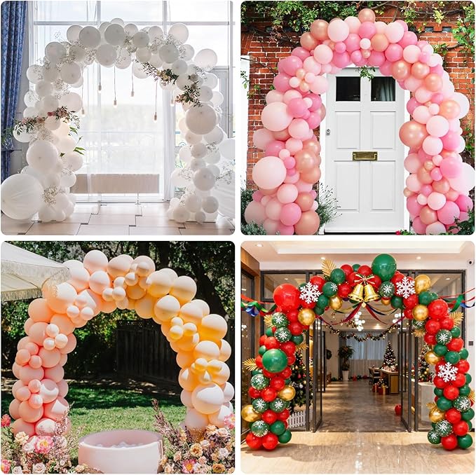 RUBFAC Balloon Arch Kit, 8ft Tall & 9ft Wide Adjustable Balloon Arch Frame Stand with 2 PVC Bases,2 Water Fillable Bags, 50pcs Balloon Clips for Wedding Party Baby Shower Supplies Christmas Decoration