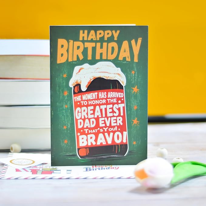 Dad Birthday Card, Birthday Card for Dad with Seal and Envelope, Father Cards from Daughter, Son
