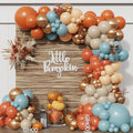 Fall Thanksgiving Balloon Arch Kit 137PCS Dusty Blue and Burnt Orange Balloon Garland for Fall Birthday A Little Pumpkin is On The Way Baby Shower Decorations