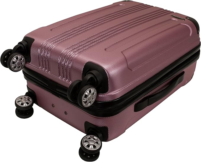 Rockland London Hardside 2 Piece Spinner Wheel Luggage Set, Carry-On 20" and Tote 14", Pink