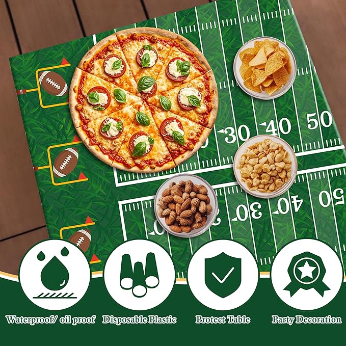 Super Game Bowl Party Decorations 2026 - Green Tablecloth for Football Party Decorations Favors Supplies | Game Day Table Cloth Backdrop Banner Indoor Outdoor -Football Birthday Table Cover for Home