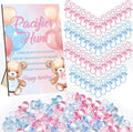 Thyle 51 Pcs Bear Pacifier Hunt Baby Shower Games Include Hunt Sign and 50 Acrylic Pacifiers for Pink and Blue Baby Shower Game Decoration Sets Gender Reveal Newborn Announcement Party Decor