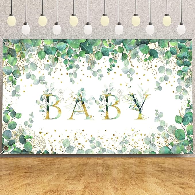 Ecomore Girl Boy Sage Green Baby Shower Decorations 247 PCS (25 Guest) Boho Greency Party Supplies with Paper Plate Napkin Cup Cutlery & Tablecloth Oh Baby Backdrop Balloon Kit for Gender Reveal Decor