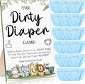 Roowest 51 Pcs Dirty Diaper Baby Shower Games Funny Wooden Sign with 50 Pcs Mini Diapers Cute Felt for Gender Reveal Party Baby Shower(Animals Blue)