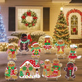 10 Pack Gingerbread Christmas Decorations, Christmas Gingerbread Man Yard Signs - Outdoor Lawn Decorations with Stakes, Holiday Pathway Markers for Garden, Patio, Xmas Party Decor