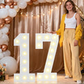 Pooqla 2.4FT Light Up Numbers for 17 Year Old Boy Girl Gifts, Marquee Numbers 2.4 Feet Tall Party Decor for Her Him, Mosaic Big Sign for 17th Birthday Decoration Backdrop, Warm White Large Number 17