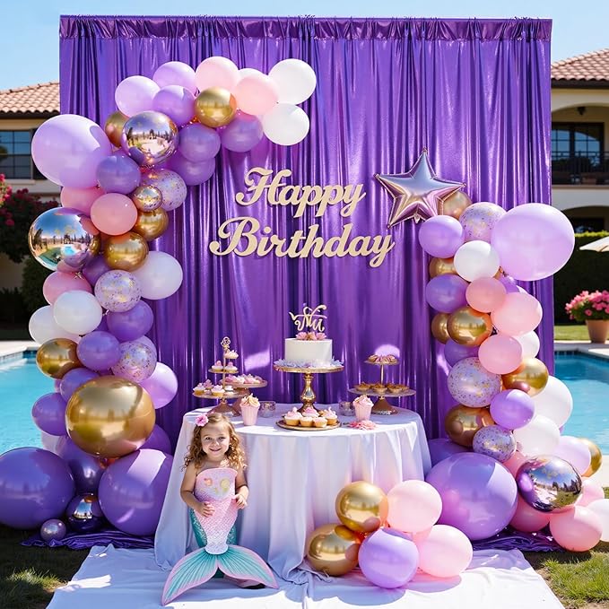 40x10 Wrinkle Free Purple Sequin Backdrop Curtain for Parties-Thick Not Fall-Off Glitter Backdrop Drapes-8 Panels 5x10ft Shimmer Photo Back Drop Cloth for Wedding Birthday Photography Background