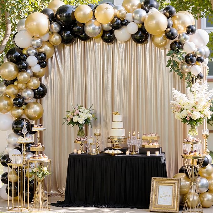 40x10 ft Wrinkle Free Champagne Sequin Backdrop Curtain for Parties,Thick Not Fall-Off Glitter Backdrop Drapes,8 Panels 5x10ft Shimmer Photo Back Drop Cloth for Wedding Birthday Photography Background