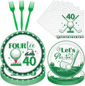 Rakuto Golf 40th Birthday Tableware Decorations for Men, Golf Theme Fourtee Birthday Party Plates Napkins and Forks, Disposable Paper Plates Supplies Decor Serves 24