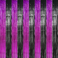 TONIFUL Black Hot Pink Door Streamers,Black and Pink Photo Booth Backdrop Metallic Streamers Foil Fringe Curtain for Birthday,New Year,Graduation,Grad,Baby Shower Party Streamers Decoration