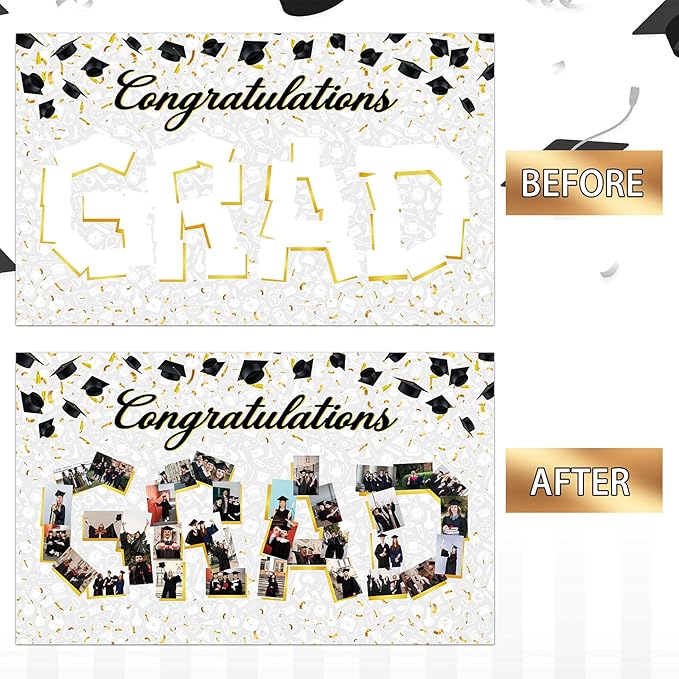 Large Graduation Photo Banner Decorations 72x44 Inch,Graduate Banner for Class of 2026 Ceremony Congratulations Grad School DIY Prom Favors Party Supplies, Picture Backdrop Sign Photography Background