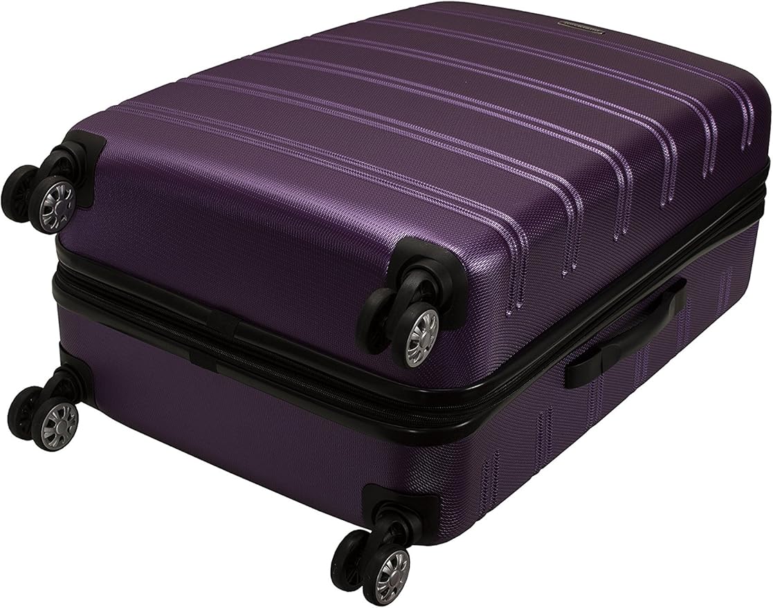 Rockland Melbourne Hardside Expandable Spinner Wheel Luggage, Checked Large 28", Purple