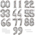 TONIFUL Number Balloons 16 Inch Fat Silver 2 Set 0-9 Number Mylar Foil Balloons 20 Pcs Custom digitalal for 2026 New Year Eve Birthday Party Engagement Graduations Anniversary Baby Shower Decor